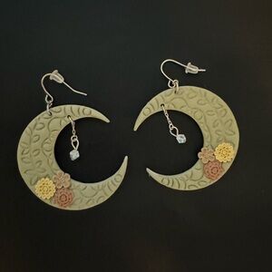Handmade Polymer Clay, Moon Earrings